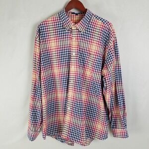 Alan Flusser XXL Mens Rainbow‎ Gingham Button Up Shirt Long Sleeve Cotton Casual